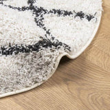 ZNTS Shaggy Rug High Pile Modern Cream and Black Ø 240 cm 375380