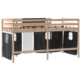 Kids' Loft Bed with Curtains without Mattress White&Black 80x200cm 3206955