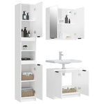 ZNTS 3 Piece Bathroom Cabinet Set High Gloss White Engineered Wood 3115880