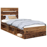 Bed Frame with Headboard Old Wood 100 x 200 cm Solid Pine Wood 3411782