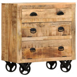 Side Cabinet with Wheel 70x40x75 cm Solid Mango Wood 285829