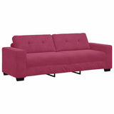 Sofa Set with Cushion 3 pcs Wine Red 221 x 78 x 80 cm Velvet 3324643