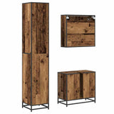 Bathroom Furniture Set with Door 3 pcs Old Wood Engineered Wood 3402551