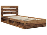Bed Frame with Headboard Old Wood 75 x 190 cm Solid Pine Wood 3411806