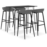 5 Piece Bar Set Black and Grey 3057383