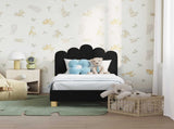 Toddler Bed Frame with Headboard Black 70 x 140 cm Fabric 42011041
