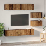 TV Cabinet Set Wall-mounted 6 pcs Old Wood Engineered Wood 3393159