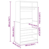 Wardrobe Black 100x50x200 cm Engineered Wood 800604