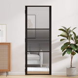 Glass Door Striped Black 76 x 3.5 x 201.5 cm Aluminium 42012453