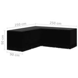 ZNTS Garden Furniture Covers 2 pcs L-Shaped 12 Eyelets 250x250x90 cm 3082835