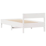 Bed Frame without Mattress White 75x190 cm Small Single Solid Wood Pine 3301774