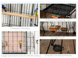 1.53 Bird Cage, Pet Viary, Feeding Stand, with Wheels, Perch T3398P349802