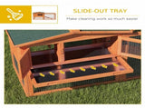 Rabbit Hutch with Run Wooden Guinea Pig Hutch Outdoor Bunny Cage Hide House with Sliding Tray, Hay T3398P350016