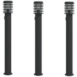 ZNTS Outdoor Floor Lamps with Outlet 3pcs Black 110cm Stainless Steel 4006380