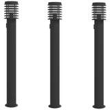 ZNTS Outdoor Floor Lamps with Outlet 3pcs Black 110cm Stainless Steel 4006380