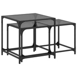 Nesting Coffee Tables 2 pcs with Black Glass Top Steel 845985