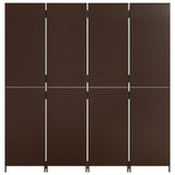 Room Divider 4 Panels Brown Poly Rattan 365361