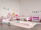 Princess-Themed Kids Toddler Bed w/ Cute Patterns, Safety Rails, for Ages 3-6 Years - Pink T3398P347981