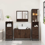 ZNTS 4 Piece Bathroom Furniture Set Brown Oak Engineered Wood 3301284