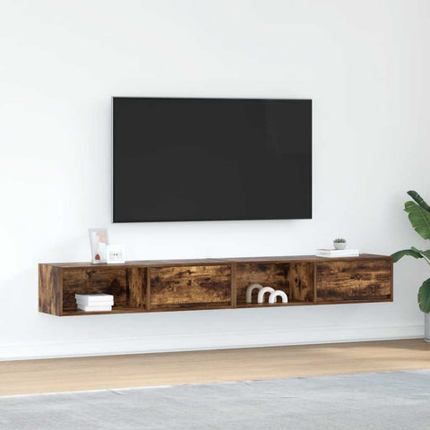 ZNTS TV Cabinets 2 pcs Smoked Oak 100x31x25.5 cm Engineered Wood 861481