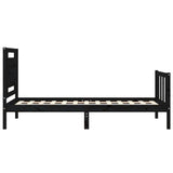 Bed Frame without Mattress Black 100x200 cm Solid Wood Pine 3192225