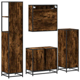 4 Piece Bathroom Furniture Set Smoked Oak Engineered Wood 3301247