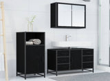 Bathroom Furniture Set 3 pcs Black Oak Engineered Wood 3402313