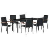 Garden Dining Set 7 pcs Black Powder-coated Steel 3379090