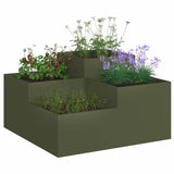 Garden Planter Olive green 80 x 80 x 48 cm Steel 865844