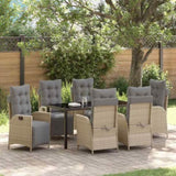 Garden Dining Set with Cushion 7 pcs Beige Poly Rattan 3380565