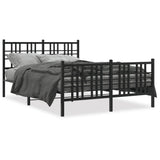 Metal Bed Frame without Mattress with Footboard Black 137x190cm 376341