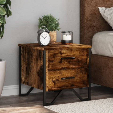 ZNTS Bedside Cabinets 2 pcs Smoked Oak 40x41x40 cm Engineered Wood 848509