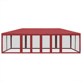 Party Tent with 12 Mesh Sidewalls Red 8x4 m HDPE 4010075