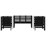 3 Piece Garden Lounge Set Black Solid Wood Pine 825146