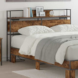 Storage Headboard with Shelf Smoked oak 140 cm Engineered wood 859642