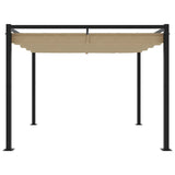 ZNTS Garden Gazebo with Retractable Roof Taupe 3x3 m Steel 4003961