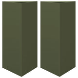 Garden Planters 2 pcs Olive Green Triangular 40x34.5x75 cm Steel 851164