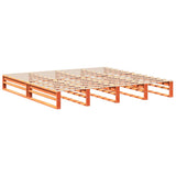 ZNTS Bed Frame without Mattress Wax Brown 200x200 cm Solid Wood Pine 3302308