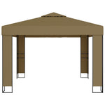 ZNTS Gazebo with Double Roof&LED String Lights 3x3x2.7 m Taupe 3070303