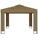 ZNTS Gazebo with Double Roof&LED String Lights 3x3x2.7 m Taupe 3070303