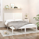 Bed Frame White Solid pinewood Double Decorative Inlays 3104604