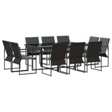 Garden Dining Set 11 pcs Black Steel 3335869