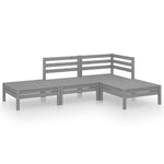 ZNTS 4 Piece Garden Lounge Set Grey Solid Pinewood 3082619