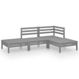 ZNTS 4 Piece Garden Lounge Set Grey Solid Pinewood 3082619