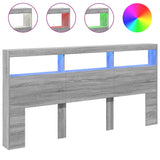 Headboard Cabinet with LED Grey Sonoma 200x17x102 cm 839222