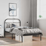 Metal Bed Frame without Mattress with Headboard Black 100x190cm 353629
