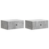 Wall-Mounted Bedside Cabinet with Drawer 2 pcs Concrete Grey 899132