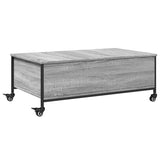 ZNTS Coffee Table with Wheels Grey Sonoma 91x55x34 cm Engineered Wood 842299