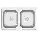 ZNTS Kitchen Sink with Double Basins Silver 800x500x155 mm Stainless Steel 147234