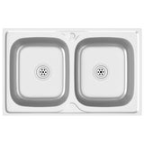 ZNTS Kitchen Sink with Double Basins Silver 800x500x155 mm Stainless Steel 147234